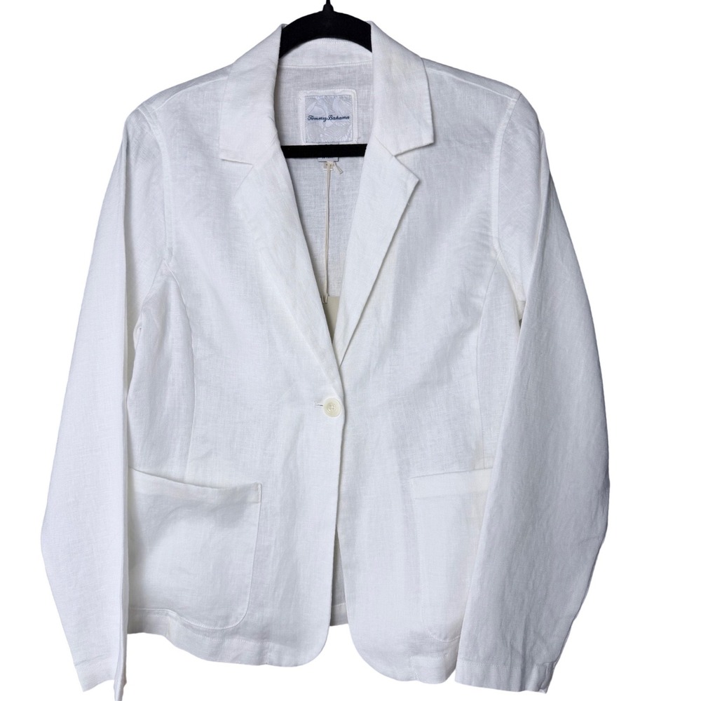 Tommy Bahama White Linen Single-Button Blazer